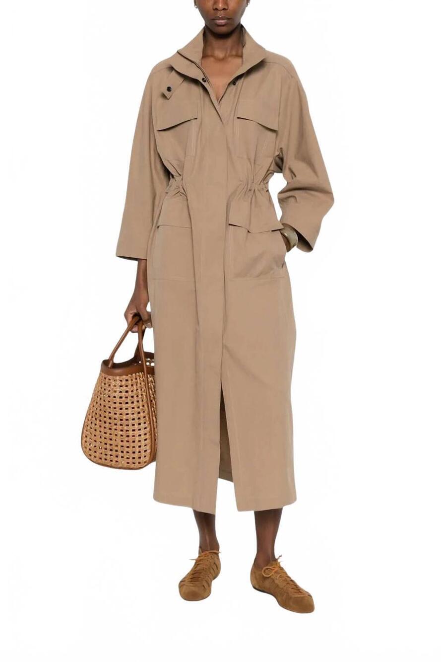 NEW BRUNELLO CUCINELLI flap-pocket maxi dress in natural
